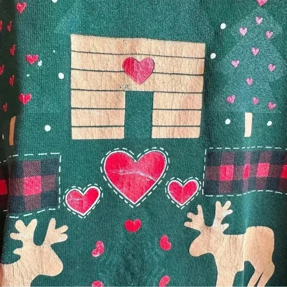 Vintage 90s Reindeer Christmas crewneck pullover sweater size Medium - Picture 4 of 7